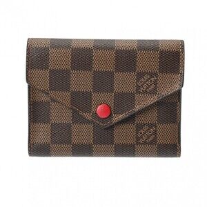 Louis Vuitton Damier Portefeuille Wallet Victorine Rouge Tri fold